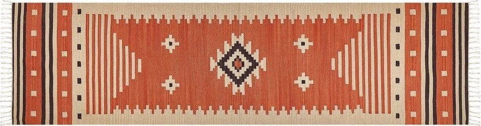 Beliani Kilimas GAVAR oranžinis 80 x 300 cm medvilninis
