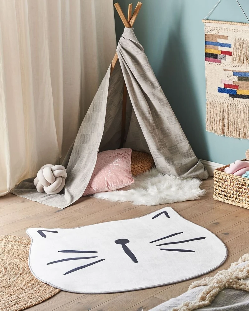 Beliani Vaikiškas kilimas KITTY Baltas ø 100 cm