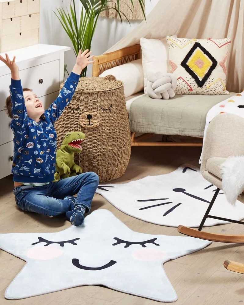 Beliani Vaikiškas kilimas KITTY Baltas ø 100 cm