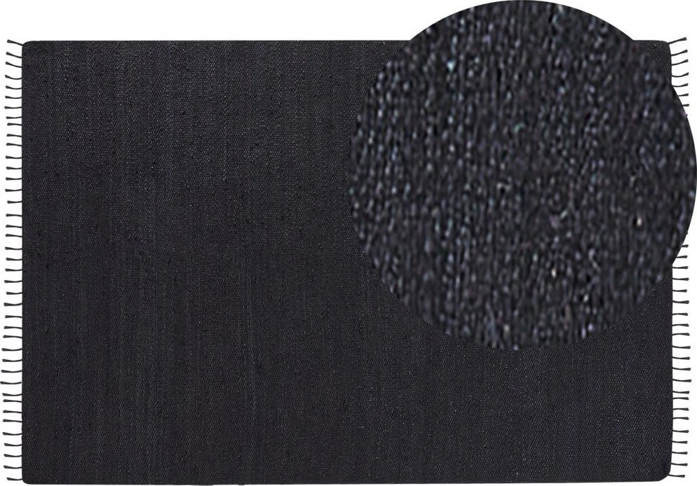 Beliani Kilimas SINANKOY juodas 160 x 230 cm džiutas