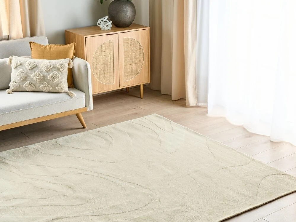 Beliani Kilimas SASNAK smėlio spalvos 200 x 300 cm vilnonis