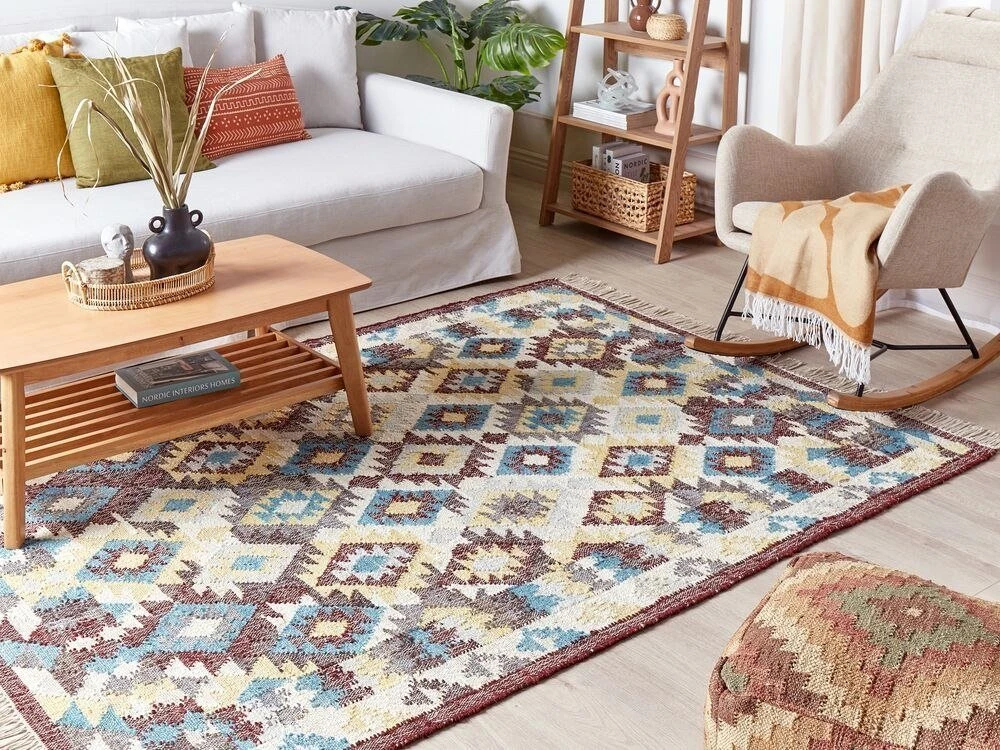 Beliani Kilim FENER spalvotas 140 x 200 cm džiuto