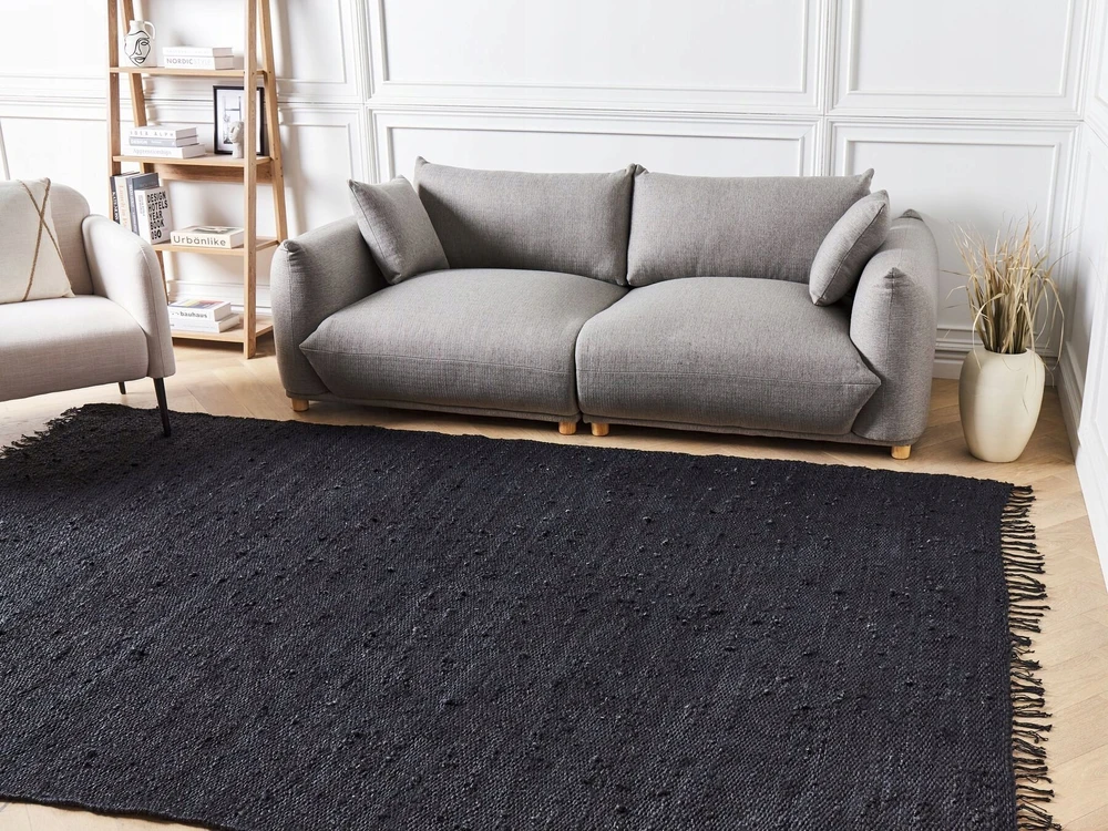 Beliani Kilimas SINANKOY Juodas 200 x 300 cm džiutas