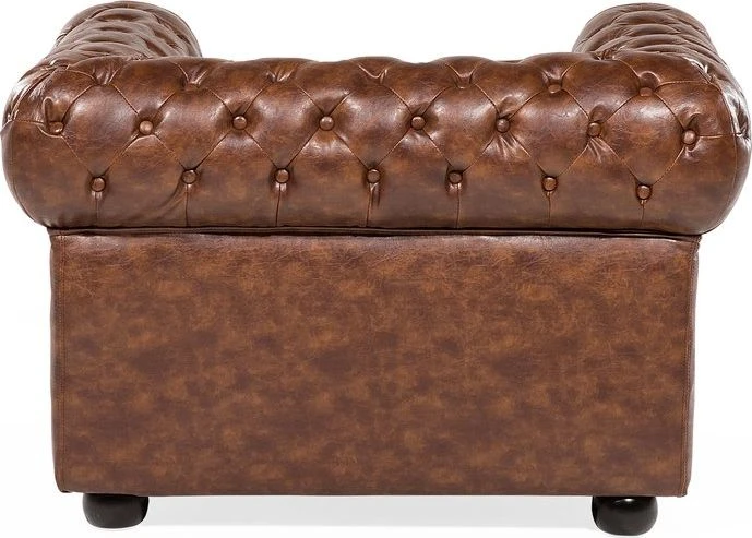 Beliani CHESTERFIELD fotelis iš dirbtinės odos, aukso rudos spalvos