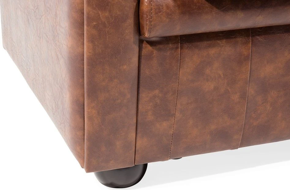 Beliani CHESTERFIELD fotelis iš dirbtinės odos, aukso rudos spalvos