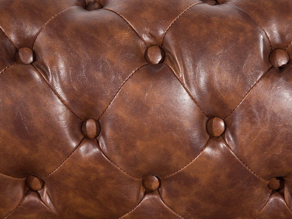 Beliani CHESTERFIELD fotelis iš dirbtinės odos, aukso rudos spalvos
