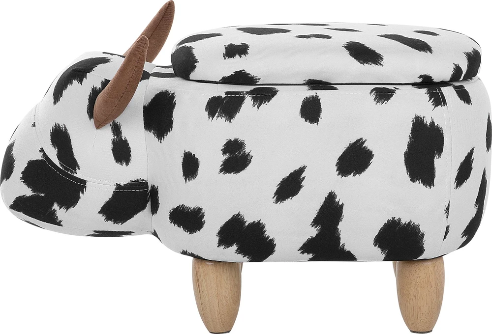 Fotelis Beliani Gyvūno formos pufas su daiktadėže COW baltas karvė