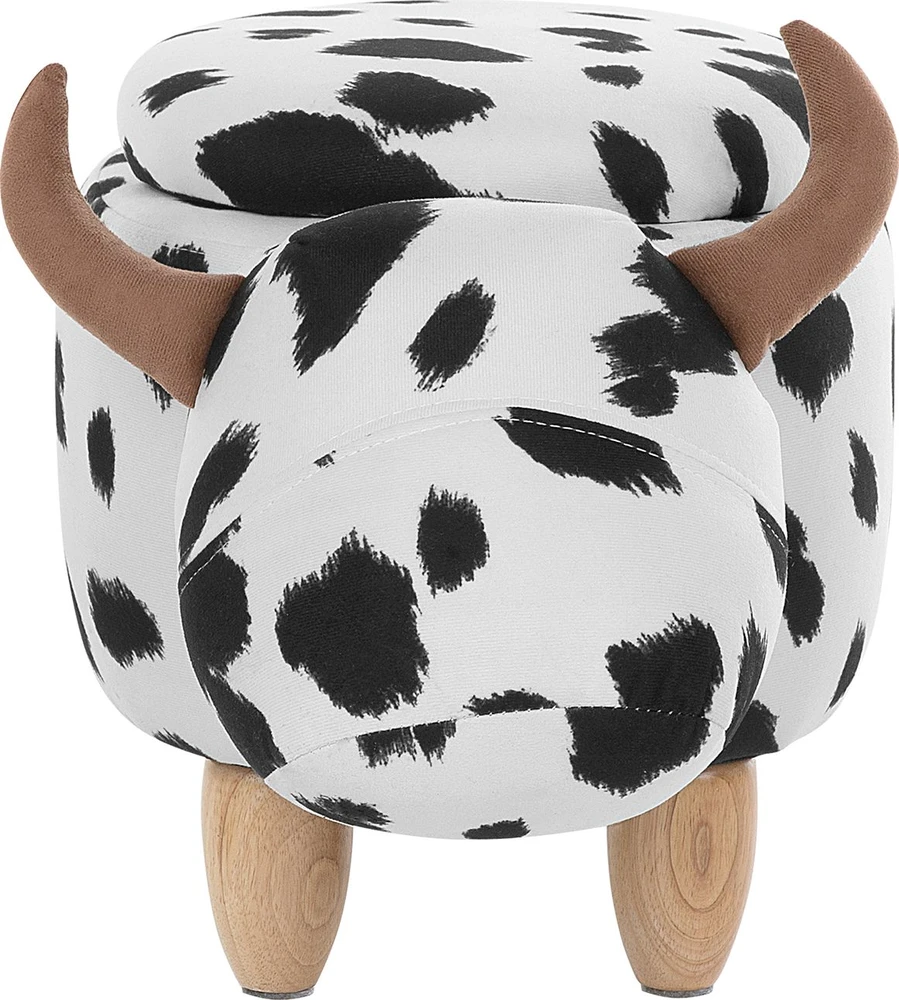 Fotelis Beliani Gyvūno formos pufas su daiktadėže COW baltas karvė
