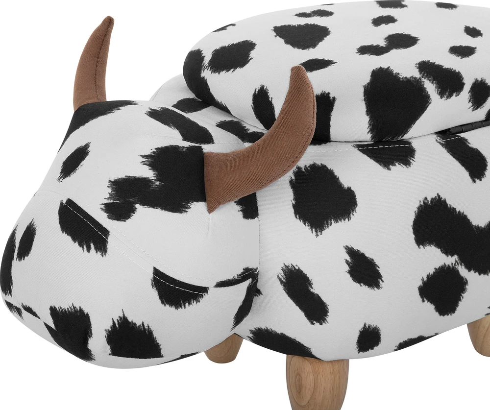 Fotelis Beliani Gyvūno formos pufas su daiktadėže COW baltas karvė