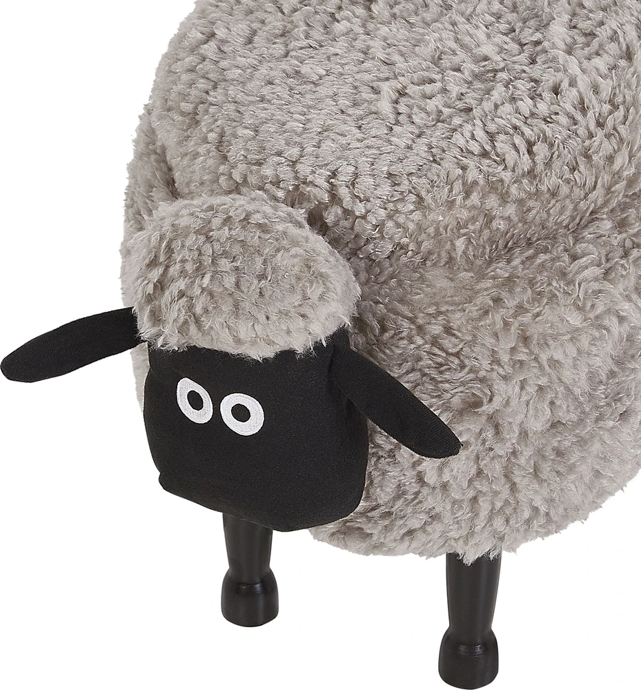 Beliani Gyvūno formos pufas su daiktadėže SHEEP, pilkas ėriukas