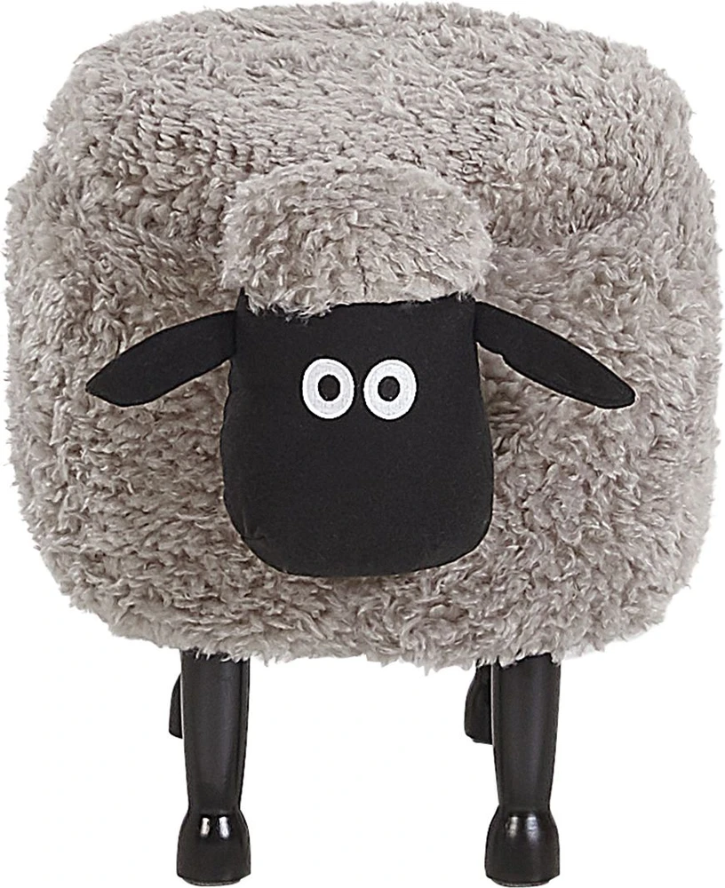Beliani Gyvūno formos pufas su daiktadėže SHEEP, pilkas ėriukas