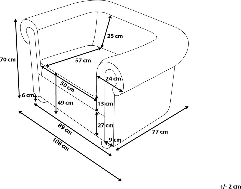Beliani CHESTERFIELD fotelis iš natūralios odos, juodas