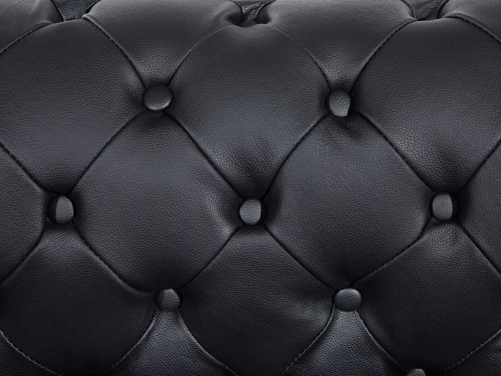 Beliani CHESTERFIELD fotelis iš natūralios odos, juodas