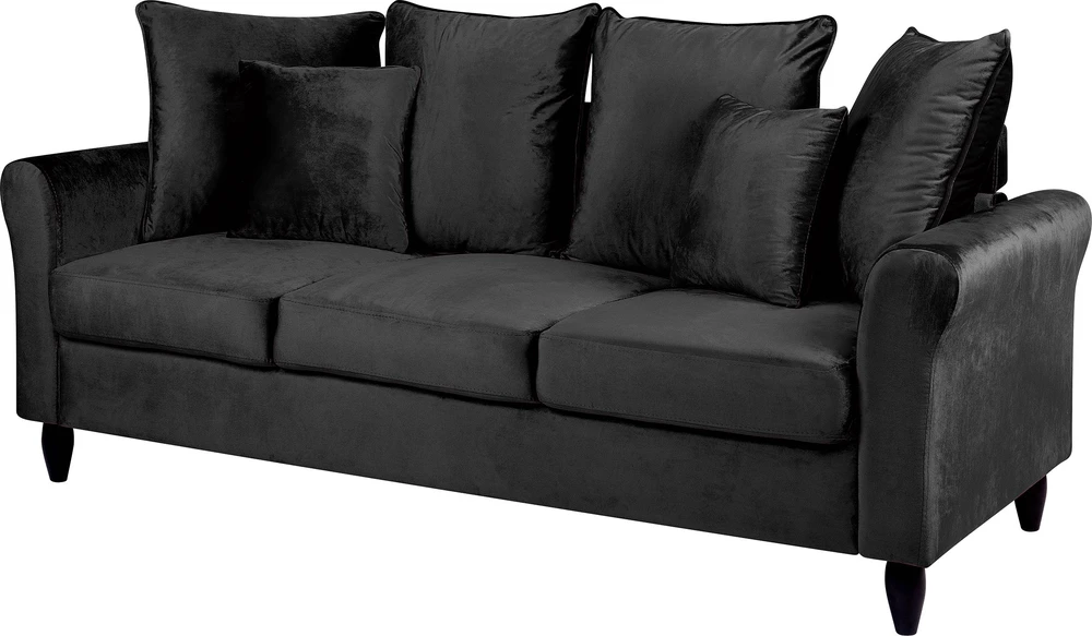 Beliani Trivietė sofa BORNHOLM, veliūrinė, juoda