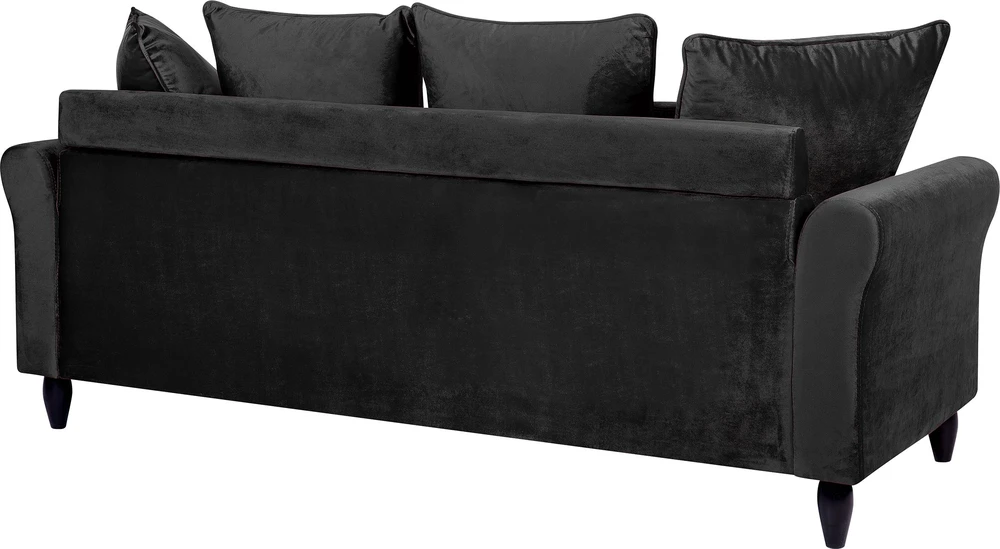 Beliani Trivietė sofa BORNHOLM, veliūrinė, juoda