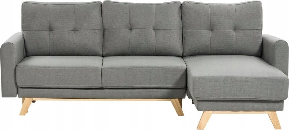 Beliani Išskleidžiama 3 vietų sofa SIRO pilkos spalvos su patalynės dėže, kairinė