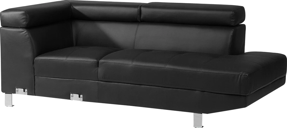 Beliani 5 vietų kampinė sofa NORREA, dirbtinė oda, juoda, kairinė
