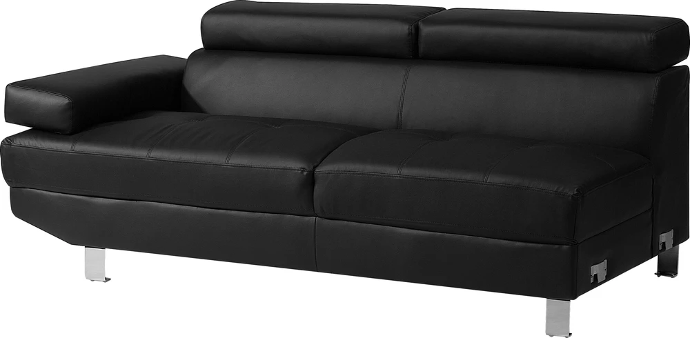 Beliani 5 vietų kampinė sofa NORREA, dirbtinė oda, juoda, kairinė