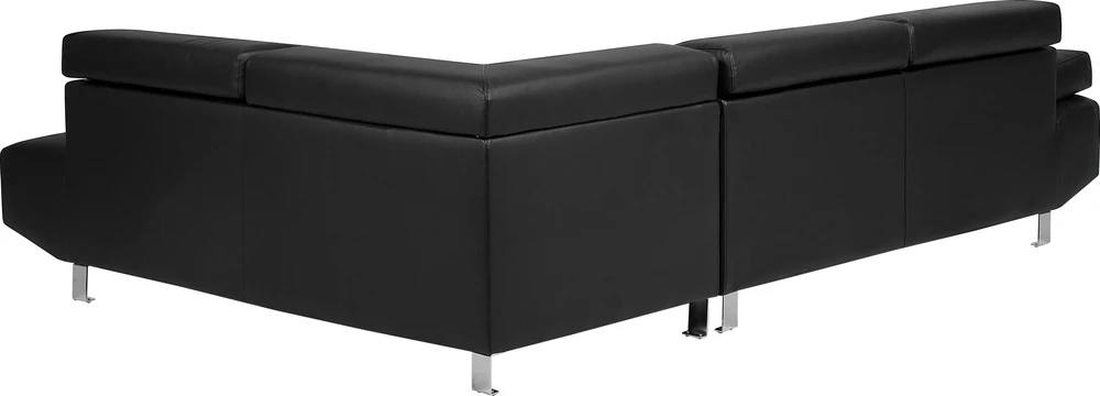 Beliani 5 vietų kampinė sofa NORREA, dirbtinė oda, juoda, kairinė