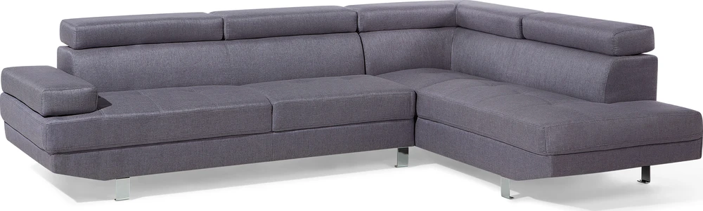 Beliani 5 vietų kampinė sofa NORREA pilka, kairinė