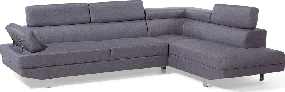 Beliani 5 vietų kampinė sofa NORREA pilka, kairinė