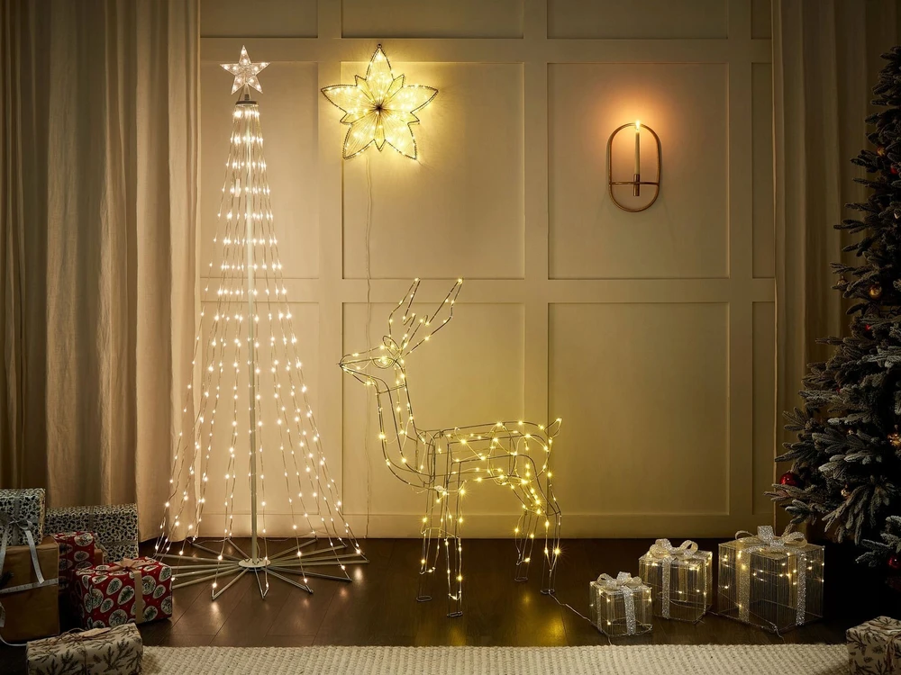 Beliani LED sodo dekoracija ARNES Kalėdinės dovanos 25/20/15 cm sidabrinė