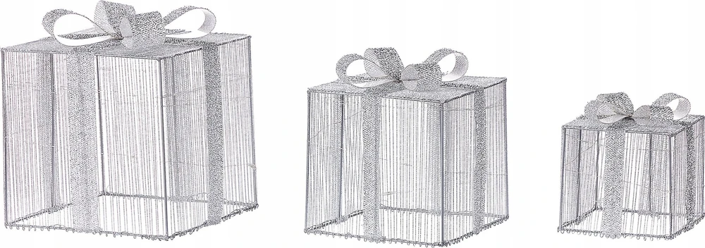 Beliani LED sodo dekoracija ARNES Kalėdinės dovanos 25/20/15 cm sidabrinė