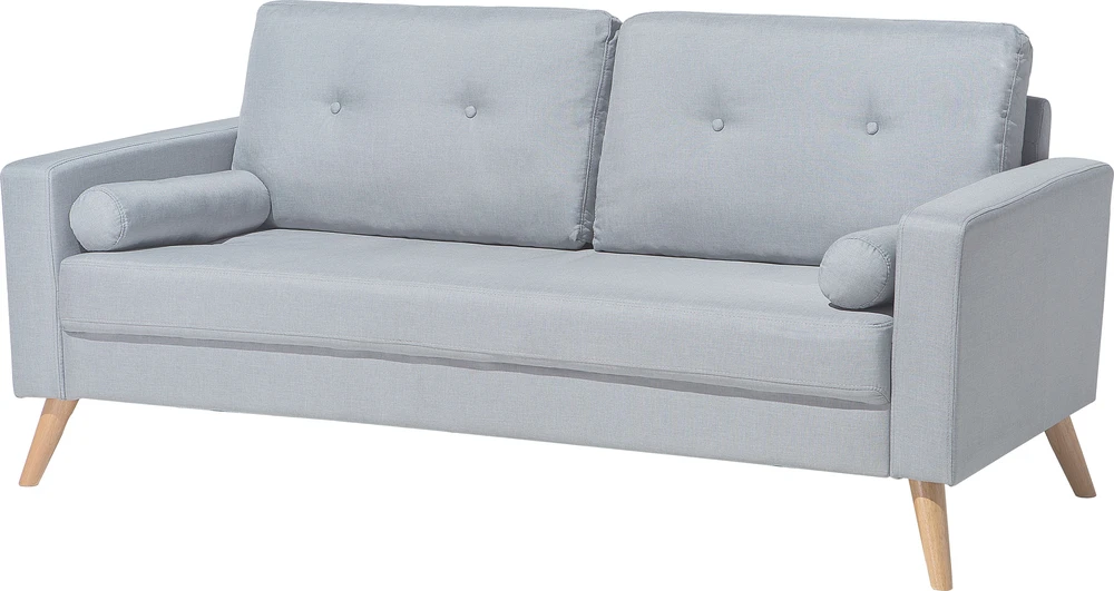 Beliani Dvivietė sofa KALMAR šviesiai pilka