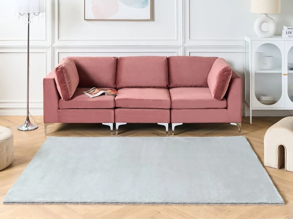 Beliani Dirbtinio kailio kilimas MIRPUR šviesiai pilkas 160 x 230 cm