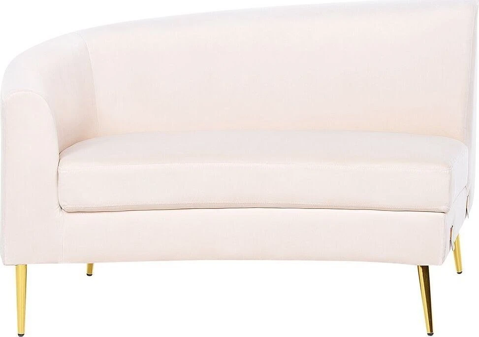 Beliani Pusapvalė sofa 4 asmenims MOSS veliūrinė šviesiai smėlio spalvos