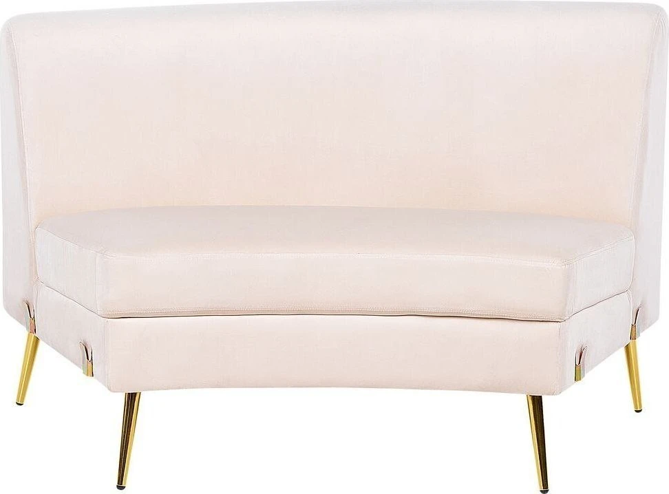 Beliani Pusapvalė sofa 4 asmenims MOSS veliūrinė šviesiai smėlio spalvos