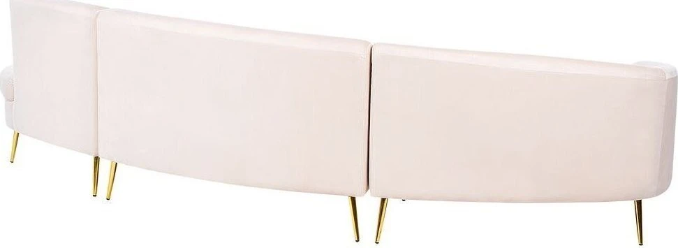 Beliani Pusapvalė sofa 4 asmenims MOSS veliūrinė šviesiai smėlio spalvos