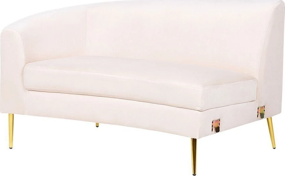 Beliani Pusapvalė sofa 4 asmenims MOSS veliūrinė šviesiai smėlio spalvos