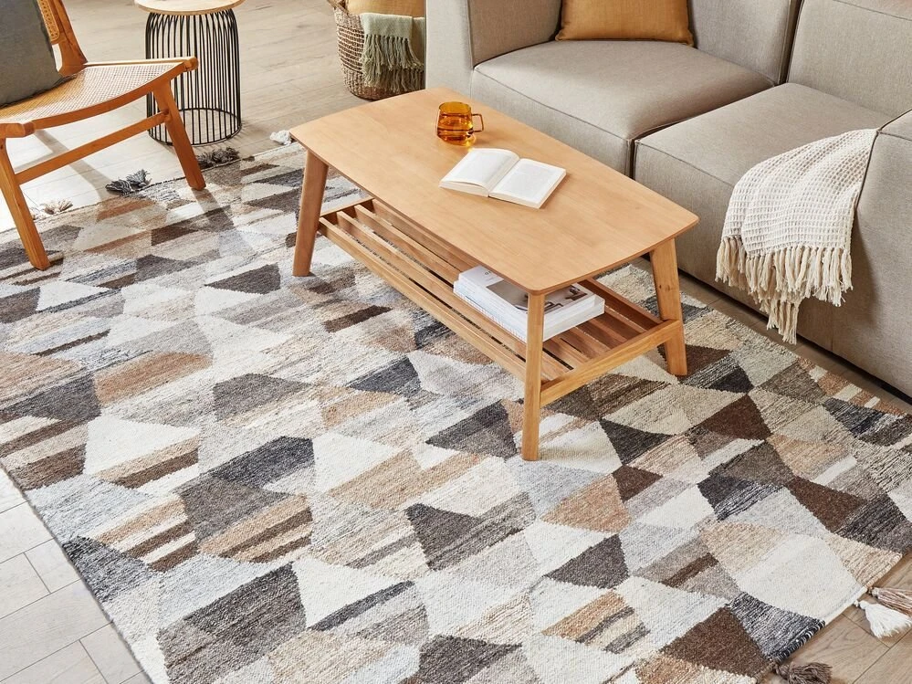 Beliani ARGAVAND kilimas smėlio spalvos 160 x 230 cm vilnonis