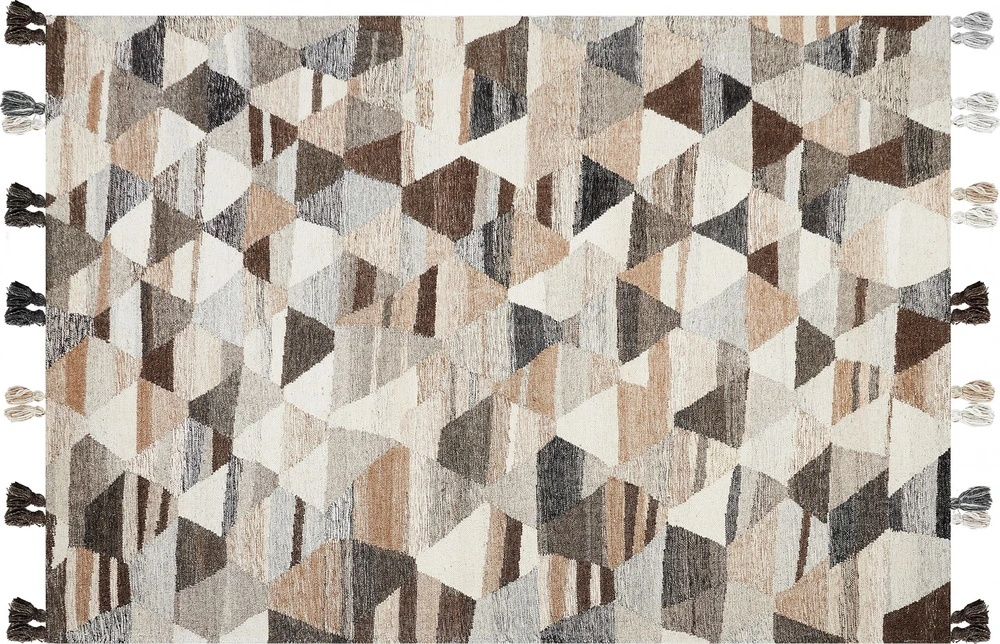 Beliani ARGAVAND kilimas smėlio spalvos 160 x 230 cm vilnonis
