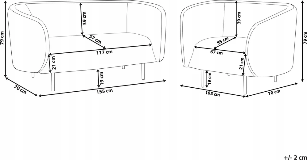 Sofa Beliani LOEN 3-vietis svetainės komplektas, šviesiai smėlinė