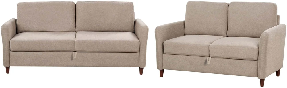 Sofa Beliani 5 vietų svetainės baldų komplektas MARE smėlio spalvos su daiktadėže