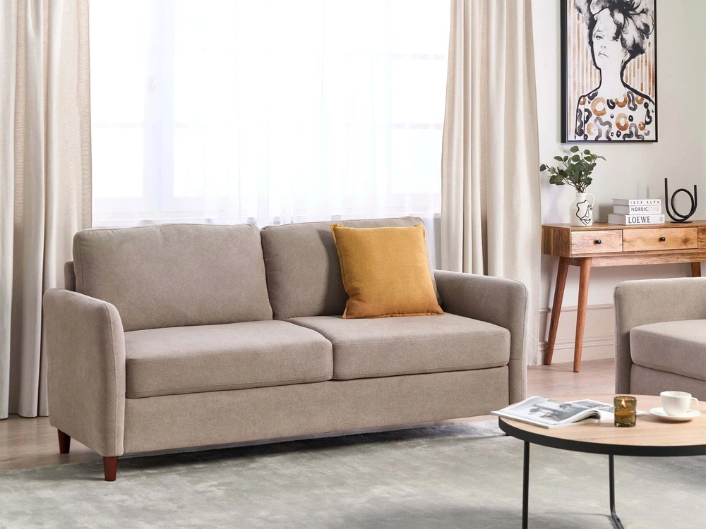 Sofa Beliani 5 vietų svetainės baldų komplektas MARE smėlio spalvos su daiktadėže