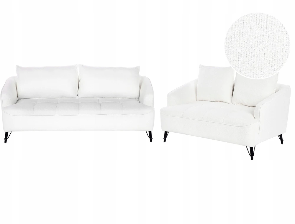 Sofa Beliani 5 vietų svetainės baldų komplektas HOBRO Boucle baltas