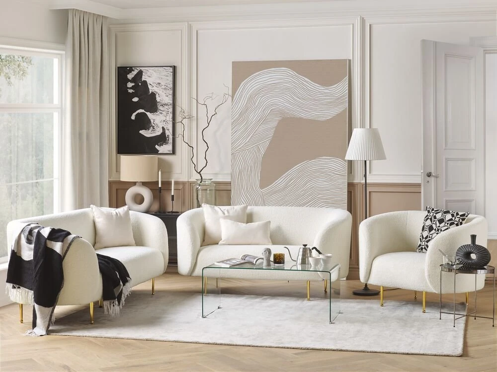 Sofa Beliani LOEN 6 vietų baldų komplektas, boucle audinys, baltas