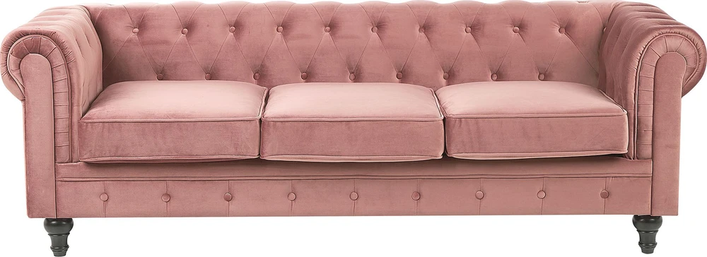 Sofa Beliani Poilsio komplektas 4 asmenims CHESTERFIELD veliūrinis rožinis