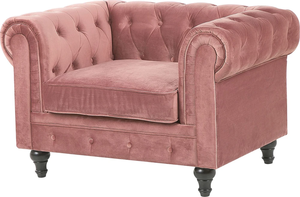 Sofa Beliani Poilsio komplektas 4 asmenims CHESTERFIELD veliūrinis rožinis