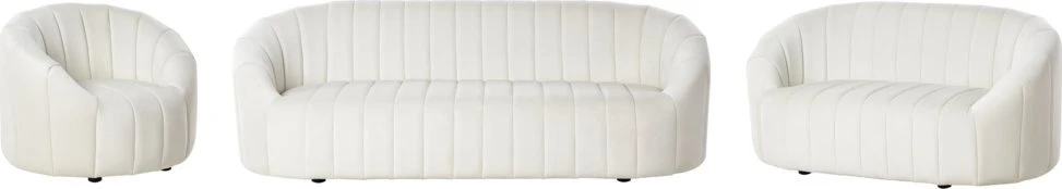 Sofa Beliani 6 vietų svetainės baldų komplektas MALUNG, veliūras, kreminė balta