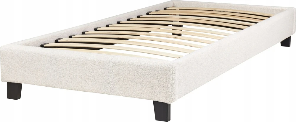Beliani Viengulė lova be galvūgalio Boucle ROANNE 90 x 200 cm šviesiai smėlio spalvos