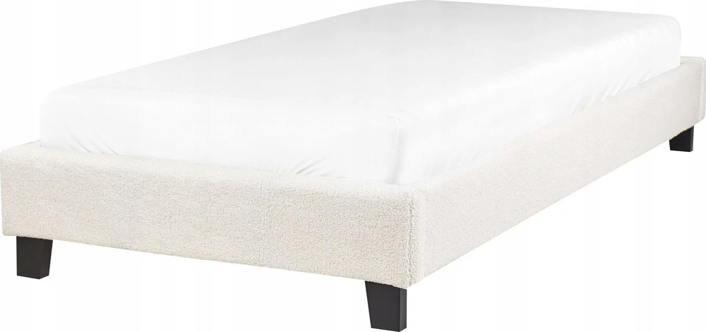 Beliani Viengulė lova be galvūgalio Boucle ROANNE 90 x 200 cm šviesiai smėlio spalvos