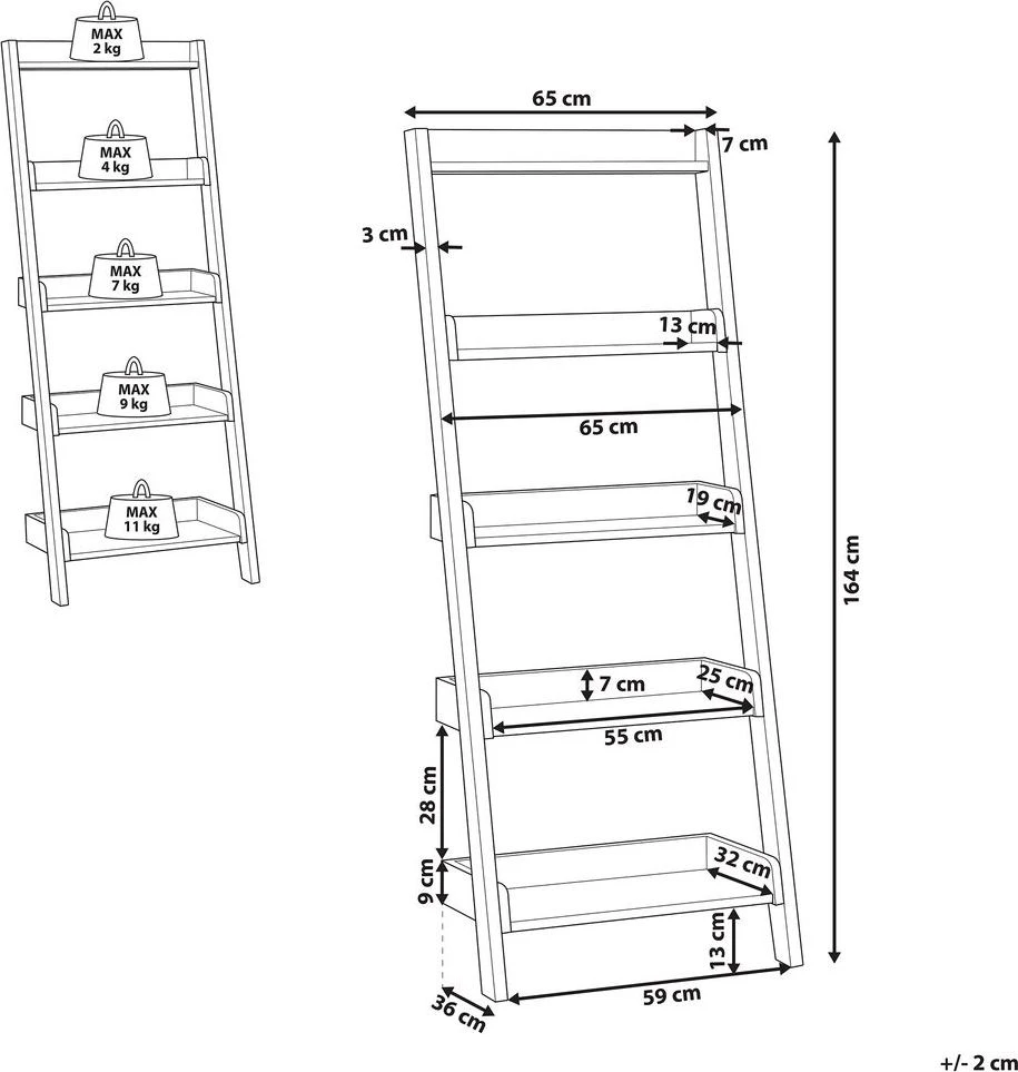 Beliani 5 lentynų stovas MOBILE TRIO 164 cm, rudas/baltas