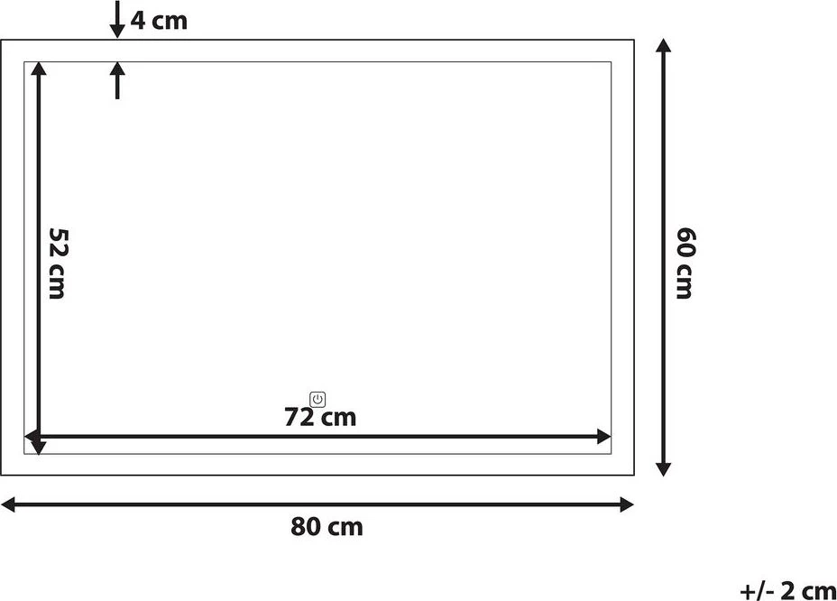 Beliani Vonios veidrodis su LED apšvietimu ADOUR 80 cm x 60 cm, sidabrinis