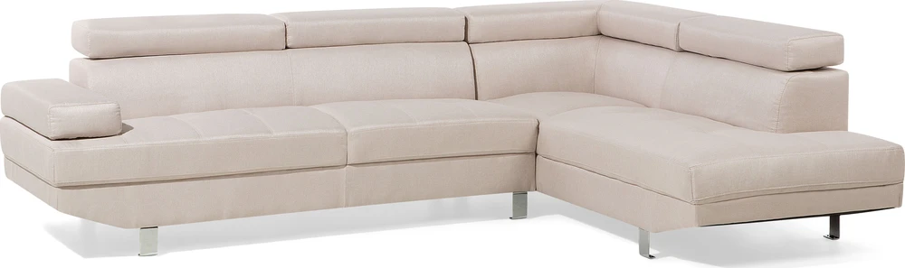 Beliani 5-vietė kampinė sofa NORREA, šviesiai smėlio spalvos, kairinė