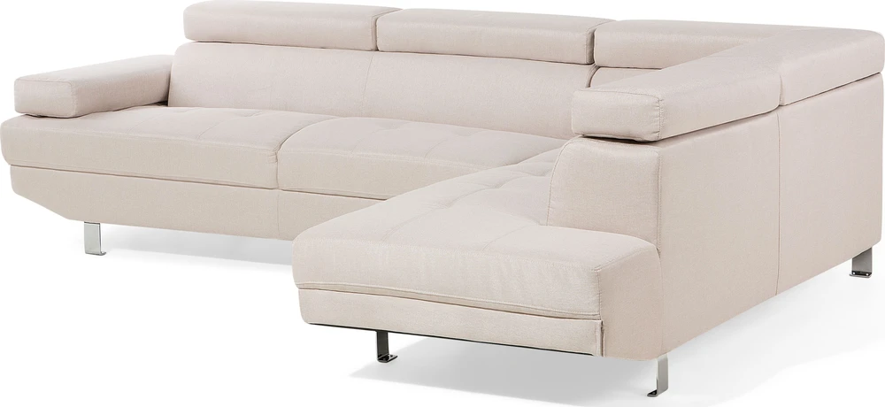 Beliani 5-vietė kampinė sofa NORREA, šviesiai smėlio spalvos, kairinė