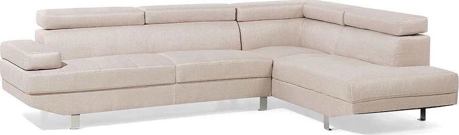 Beliani 5-vietė kampinė sofa NORREA, šviesiai smėlio spalvos, kairinė
